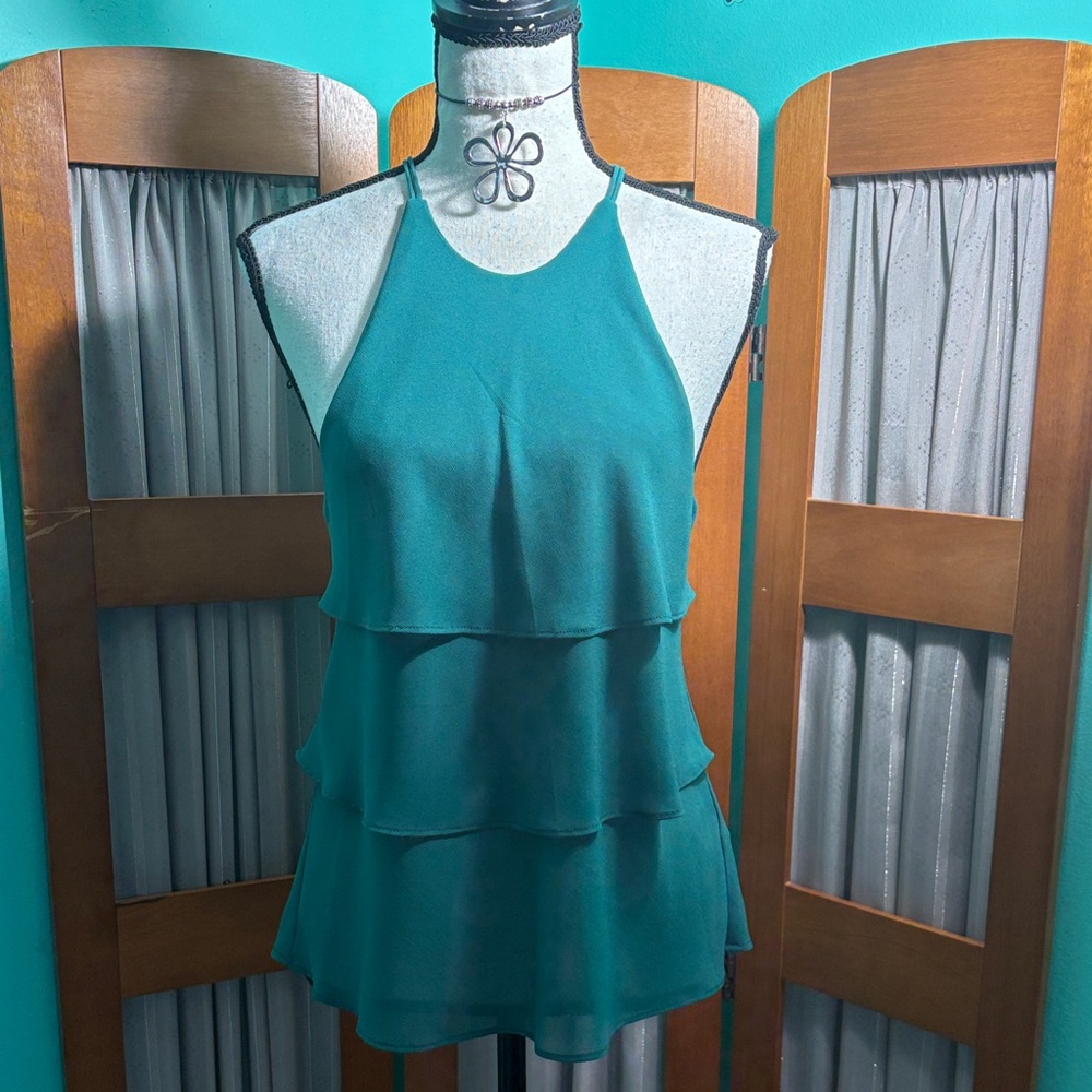 Q&A Elegant Teal Layered Tank style Top